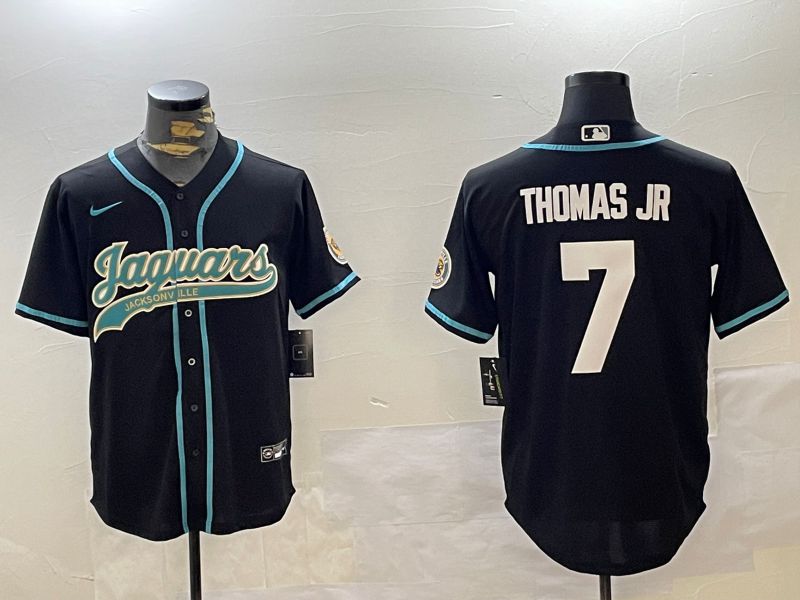 Men Jacksonville Jaguars 7 Thomas jr Black Joint Name 2024 Nike Limited NFL Jersey style 1